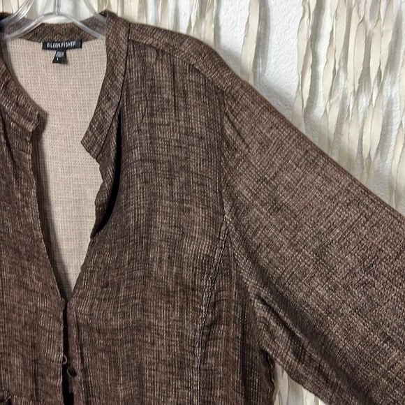 Eileen Fisher Brown Linen Jacket Size Large - Picture 12 of 13